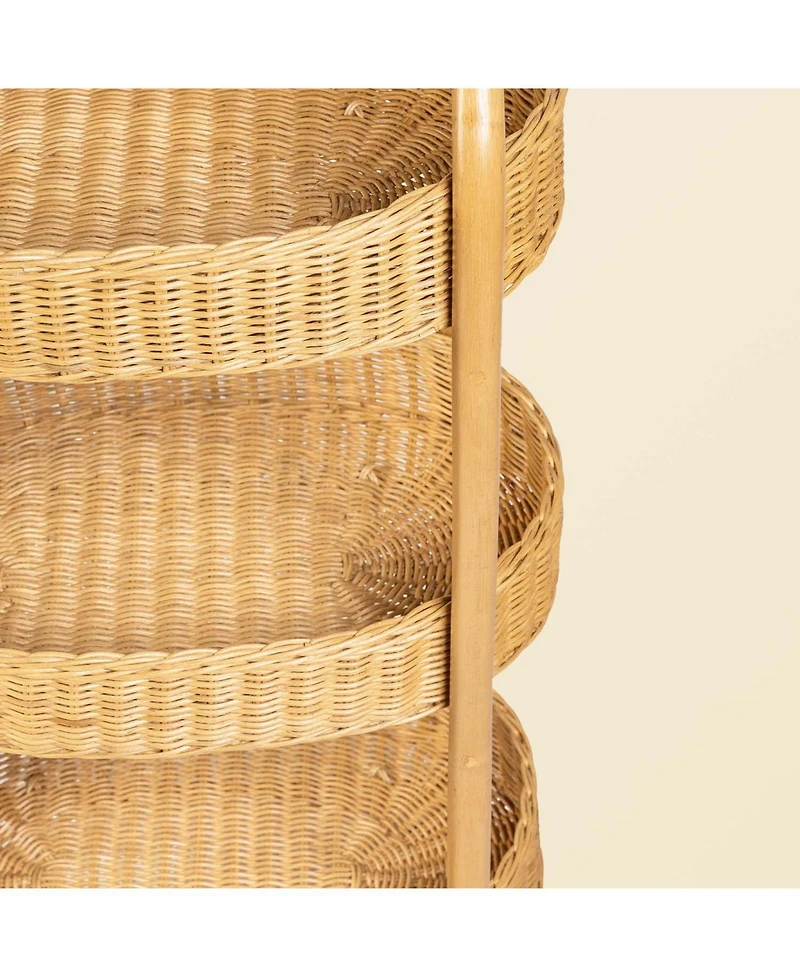 Con Handcrafted Rattan Craft Utility Cart Trolley