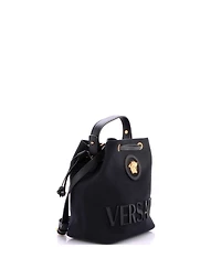 Pre-Owned Versace Small La Medusa Drawstring Bucket Bag Canvas with Leather