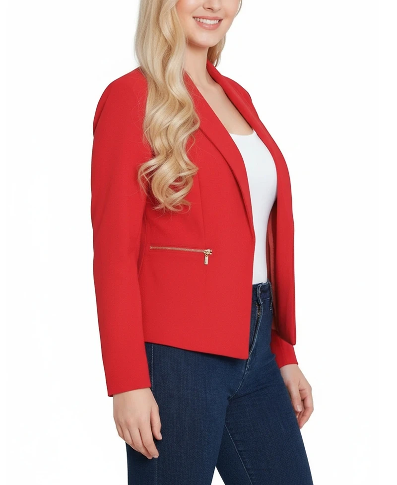 Ny Collection Petite Cropped Long Sleeve Crepe Jacket