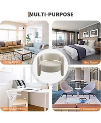 gaomon Chenille Accent Chair Mid-Century Upholstered Living Room Chair Cozy Round Armrest Chair with Back Round Corner Side Sitting Lounge Armchair