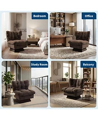 gaomon Chenille Swivel Accent Chair,360 Comfy Modern Sofa Chair with Oversize Base, Cozy Cotton Filling,300Lb Max Load Accent Chair