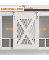 gaomon Buffet Cabinet 46.5" Large Buffet Sideboard Cabinet With 2 Sliding Barn Doors Farmhouse Wine Cabinet Table Wine Rack Bar Storage Cabinet