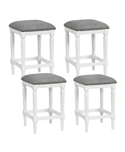 Gymax 4PCS Upholstered 3-Height Bar Stool Versatile Kitchen Dining Stool