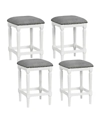 Gymax 4PCS Upholstered 3-Height Bar Stool Versatile Kitchen Dining Stool