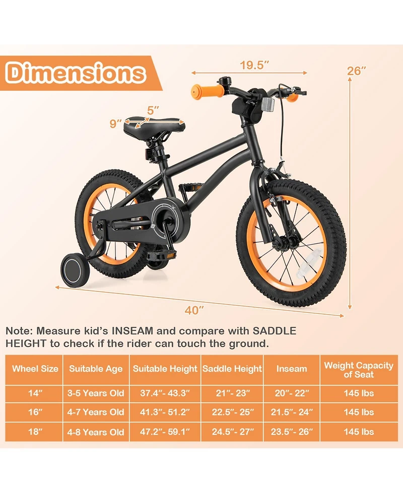 Slickblue Kids Bicycle Sport Bike with Adjustable Seat and Safety Features