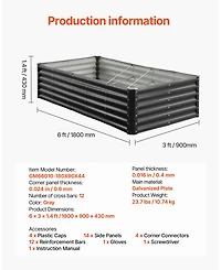 Gouun Deep Root Metal Raised Garden Bed, Galvanized Planter Box with Reinforcement Bars