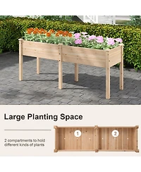 Gouun Elevated Fir Wood Garden Bed with Drainage Holes in Standing Planter Box