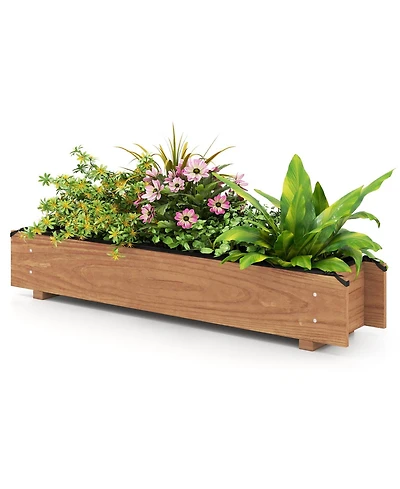 Gouun Pine Wood Window Planter Box with Drainage Holes, Garden Bed