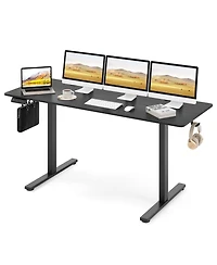 Gouun Electric Standing Desk with 3 Memory Heights and 2 Hanging Hooks and Cable Holes