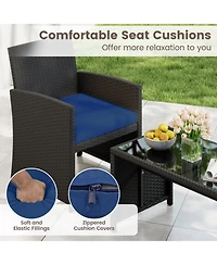 Gouun 4-Piece Rattan Patio Set with Loveseat, Chairs and Glass Coffee Table
