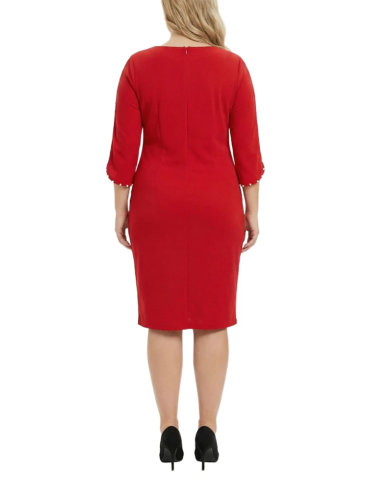 Ny Collection Plus Size 3/4-Petal-Sleeve Dress
