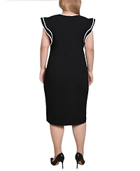 Ny Collection Plus Ruffle-Sleeve Dress
