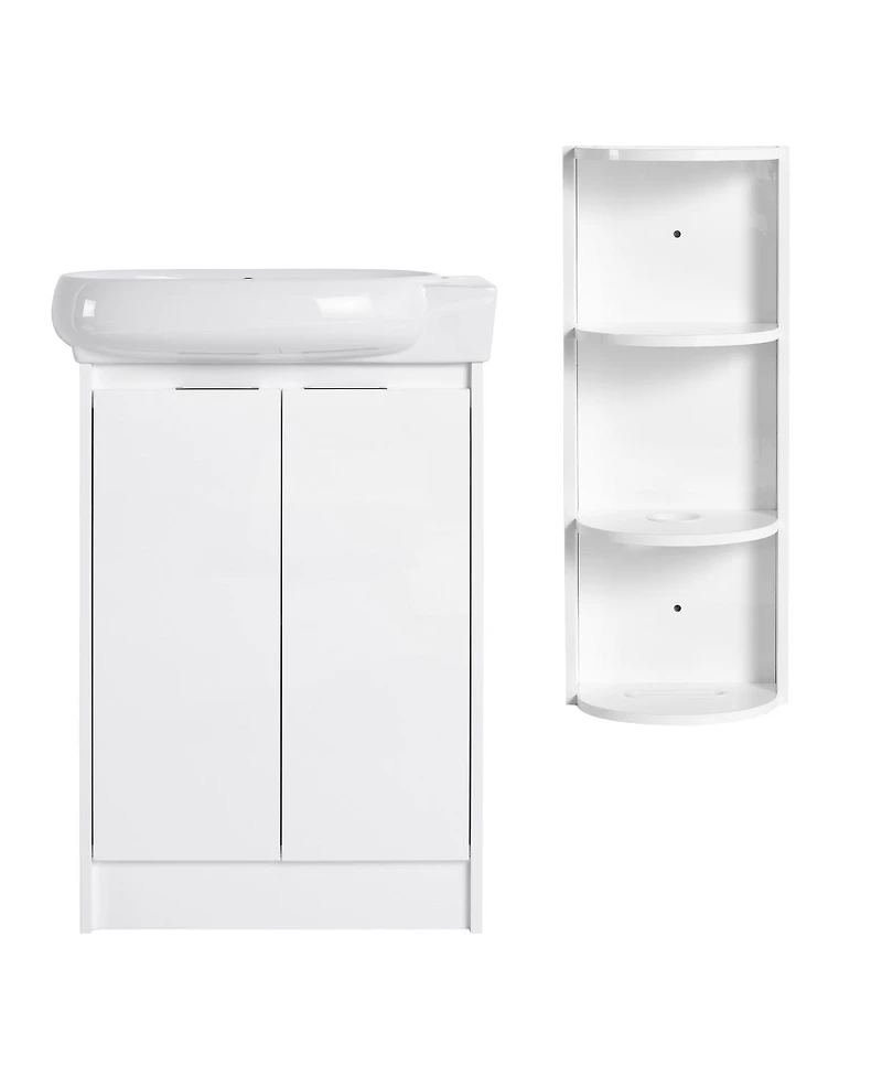 Sillysis 23 Inch Bathroom Vanity with Sink and Storage Rack, Modern Freestanding Plywood Cabinet, Soft Close Doors for Small Spaces