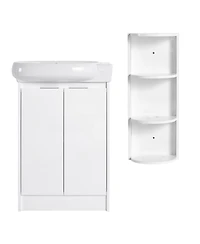 Sillysis 23 Inch Bathroom Vanity with Sink and Storage Rack, Modern Freestanding Plywood Cabinet, Soft Close Doors for Small Spaces