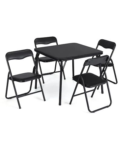 gaomon 5-Piece Folding Card Table and Chair Set- Upholstered- Portable Metal Frame- Indoor Outdoor Use