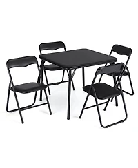 gaomon 5-Piece Folding Card Table and Chair Set- Upholstered- Portable Metal Frame- Indoor Outdoor Use