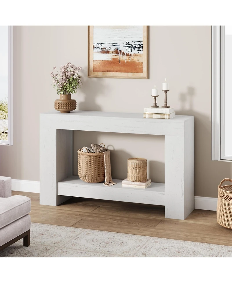 gaomon Farmhouse 2-Tier Console Sofa Table with Storage, for Entryway, Living Room and Hallway