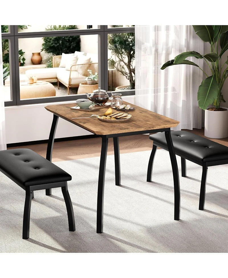 gaomon 3-Piece Farmhouse Dining Set with 2 Benches