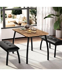gaomon 3-Piece Farmhouse Dining Set with 2 Benches