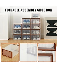 Homfan Clear Plastic Shoe Storage Boxes with Lids, Stackable Ventilated Organizer Bins for Closet, Under Bed and Living Room