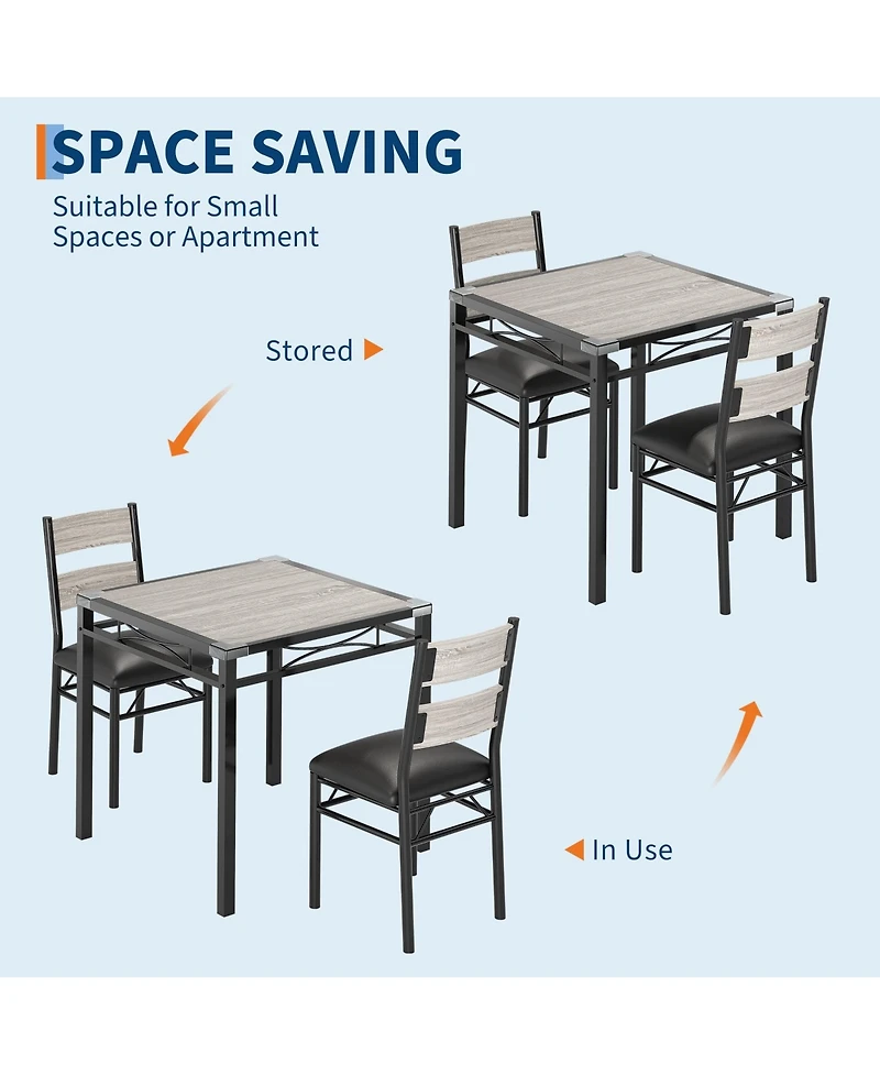 gaomon 2-Person Dining Table Set with Padded Chairs and Corner Guards