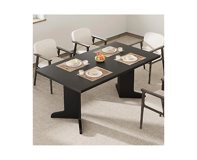 gaomon 6-8 Person Farmhouse Rectangular Dining Table with V-Legs
