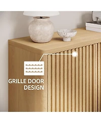 Homfan 2 Piece 5 Tier Shoe Cabinet Set with Fluted Doors and Adjustable Shelves, Entryway Hallway Storage Organizer