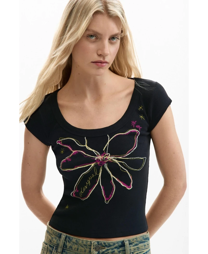 Desigual Women's Fitted flower t-shirt