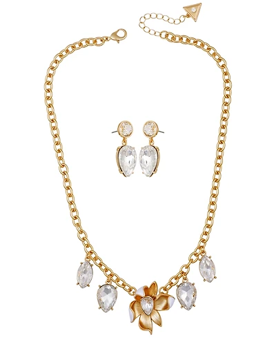Guess 2-Pc. Gold-Tone Crystal Stone Accent Necklace and Earrings Set
