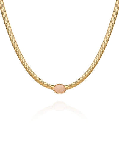 Guess Rose Quartz Gold-Tone Collar Necklace