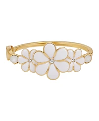 Guess Gold-Tone Floral Side Hinge Bangle Bracelet