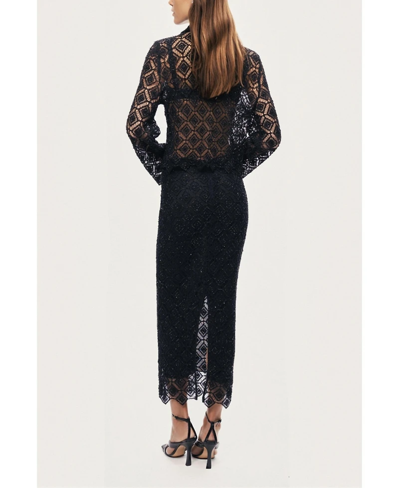 Nocturne Women's Lace Midi Skirt