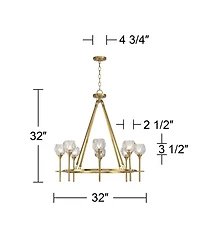 Possini Euro Design Francie Soft Gold Ring Chandelier Wide Modern Clear Crystal Glass 8-Light Fixture for Dining Room House