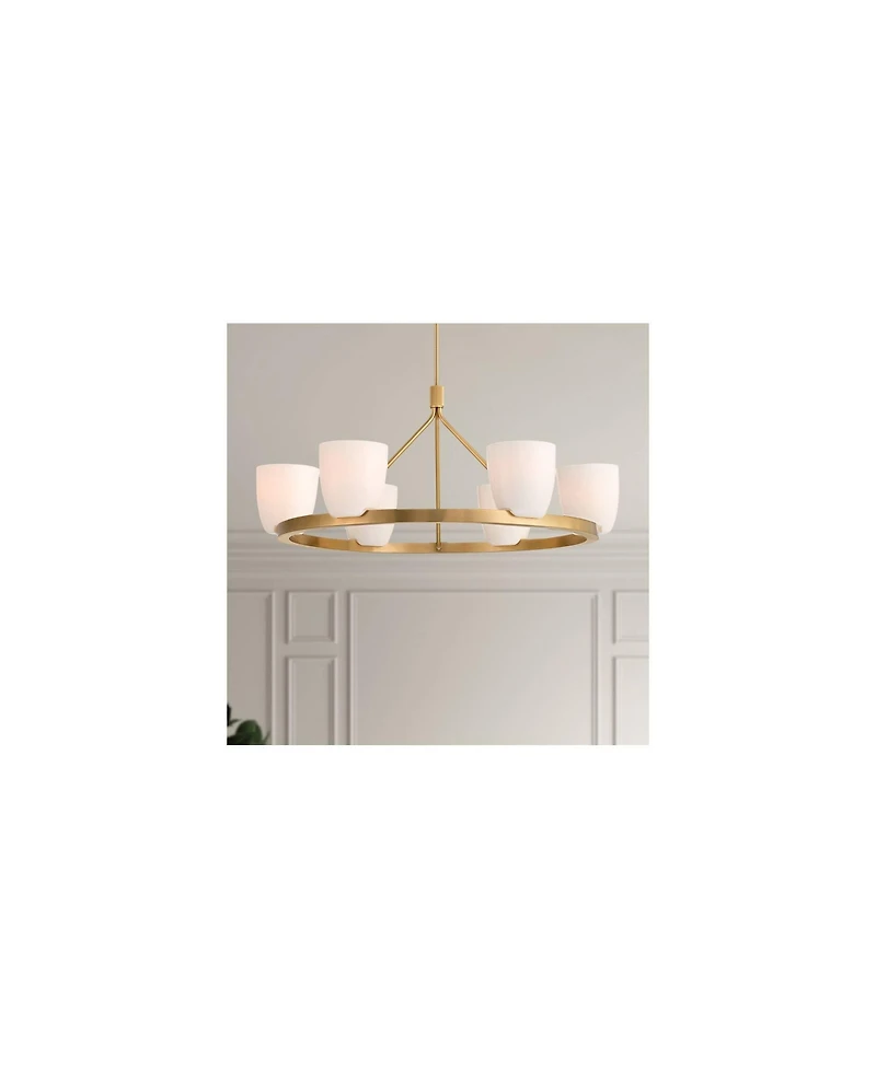 Possini Euro Design Possini Euro Yvette Wide Antique Brass 6-Light Chandelier