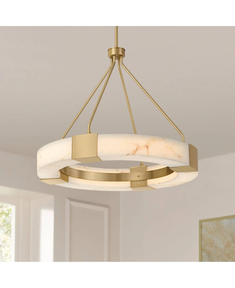 Possini Euro Design Vana Gold and Faux Alabaster Led Ring Chandelier