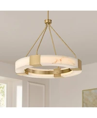 Possini Euro Design Vana Gold and Faux Alabaster Led Ring Chandelier