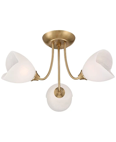 Possini Euro Design Nessa Wide Warm Brass Tulips 3-Light Ceiling Light