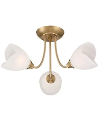 Possini Euro Design Nessa Wide Warm Brass Tulips 3-Light Ceiling Light