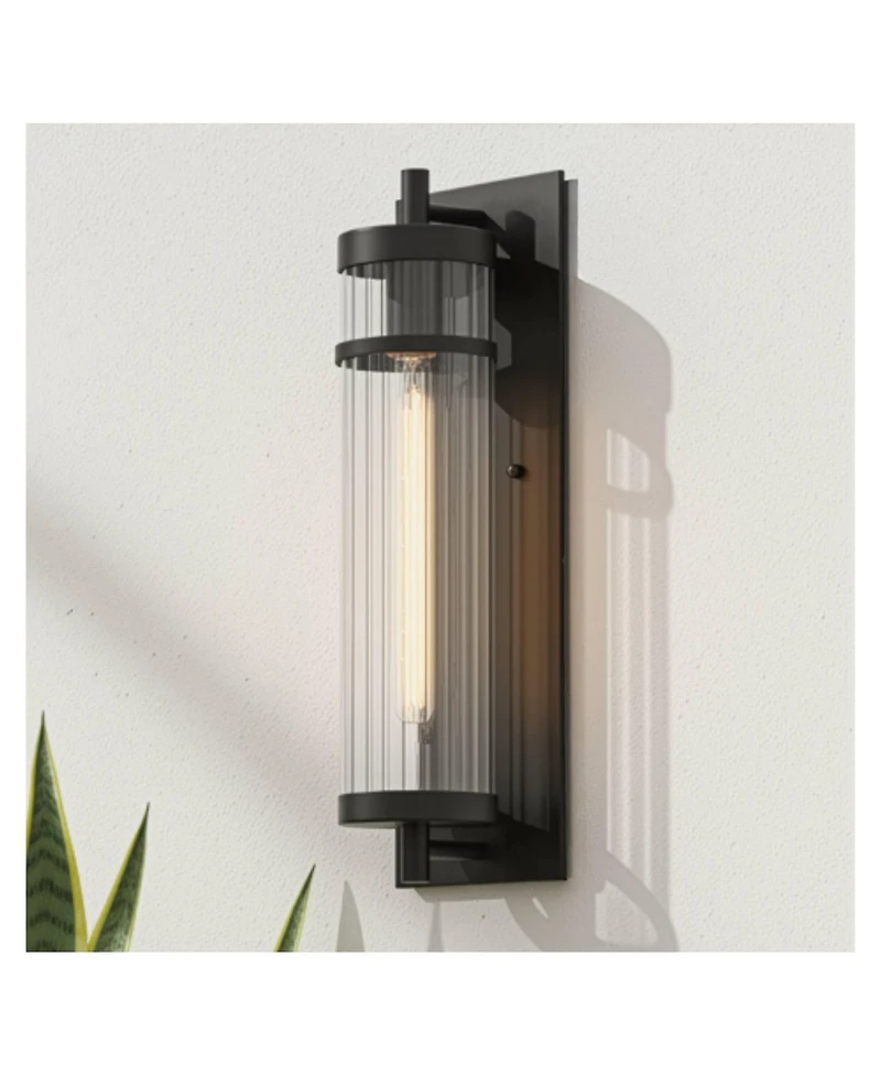 Possini Euro Design Andar High Fluted Glass Outdoor Wall Light