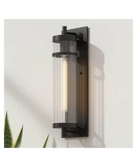 Possini Euro Design Andar High Fluted Glass Outdoor Wall Light