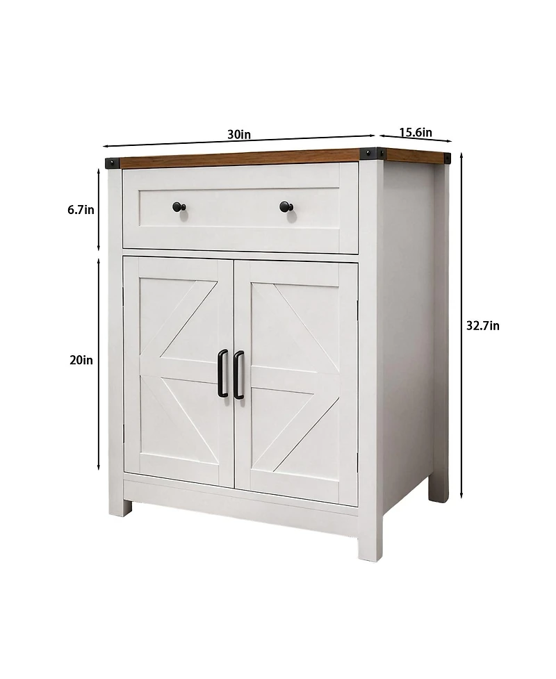 Streamdale Furniture Farmhouse Barn-Door Storage Cabinet/Coffee Bar Buffet