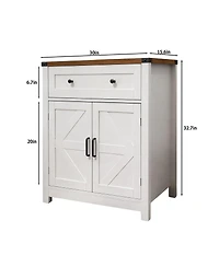 Streamdale Furniture Farmhouse Barn-Door Storage Cabinet/Coffee Bar Buffet