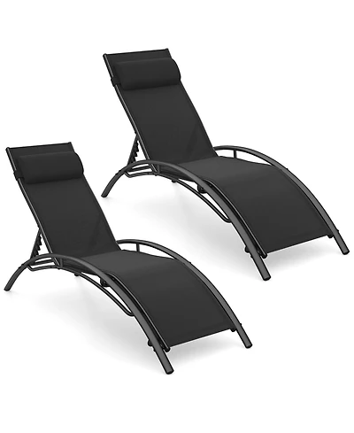 Slickblue Patio Chaise Lounges Set of 2 Outdoor Recliner with 5-Position