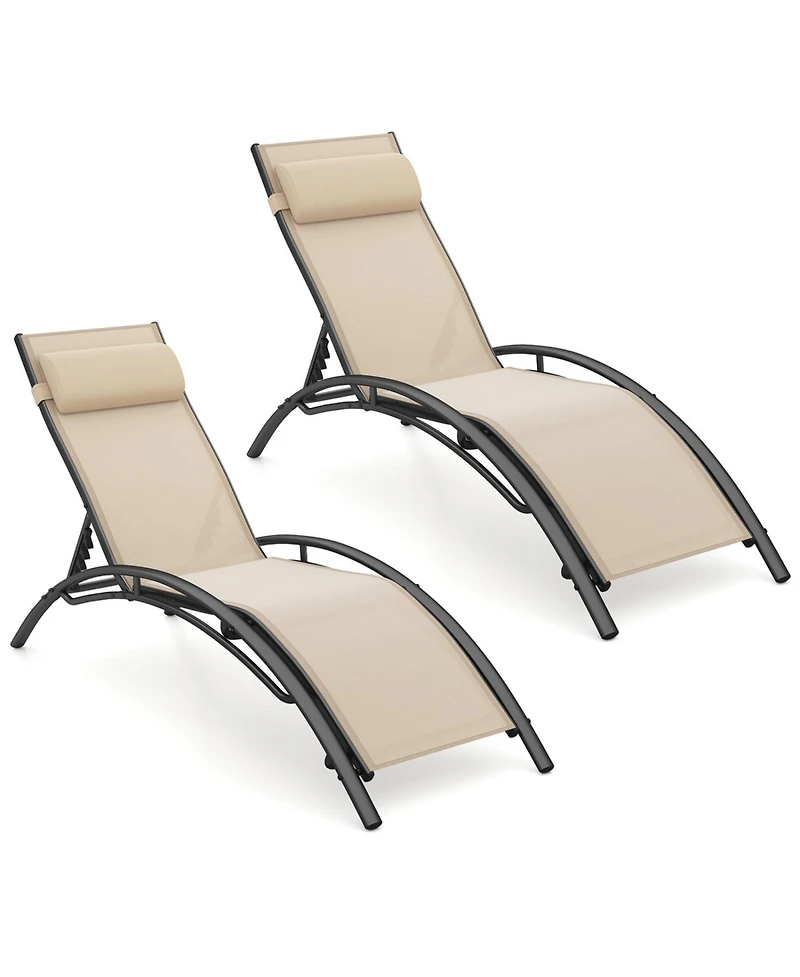 Slickblue Patio Chaise Lounges Set of 2 Outdoor Recliner with 5-Position