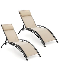 Slickblue Patio Chaise Lounges Set of 2 Outdoor Recliner with 5-Position