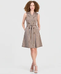 Robbie Bee Women's Notch Collar Sleeveless Trench Dress