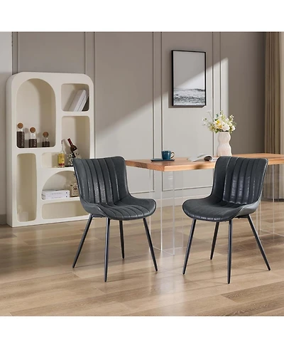 gaomon Dining Chair Set of 2 Black Faux Leather Dining Chairs for Kitchen Dining Room