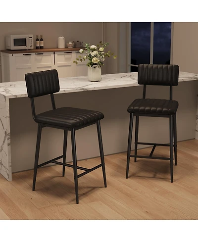 gaomon Set of 2 400LBS Heavy-Duty Counter Height Pu Leather Stools