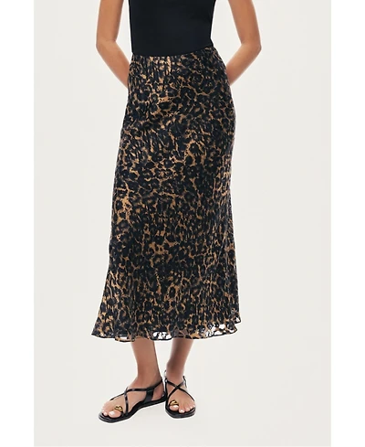 Nocturne Women's Printed Leopard Midi Skirt