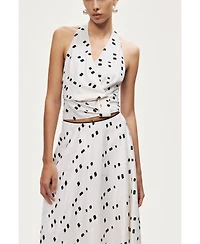 Nocturne Women's High-Rise Midi Skirt with Print Details